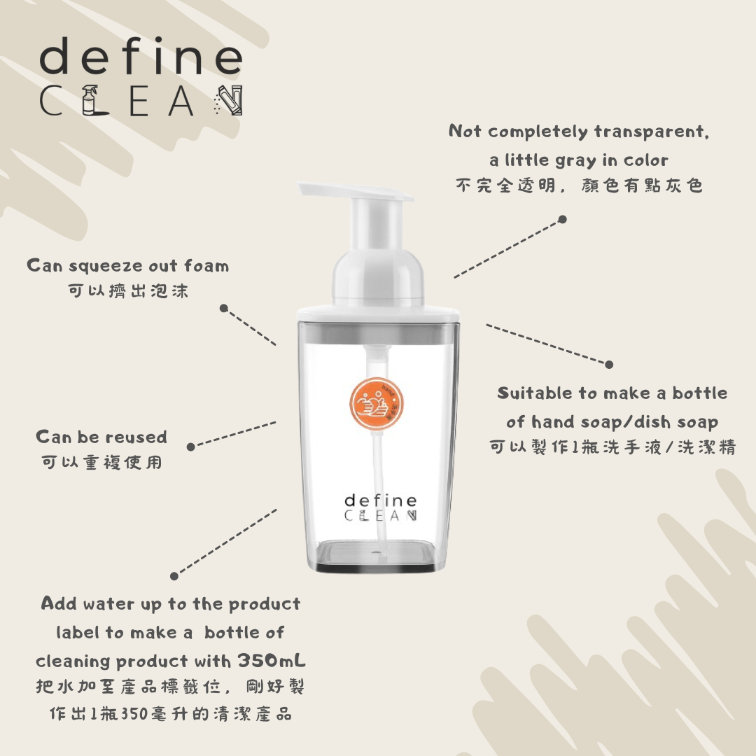 define CLEAN 可重複使用的永久泡沫瓶