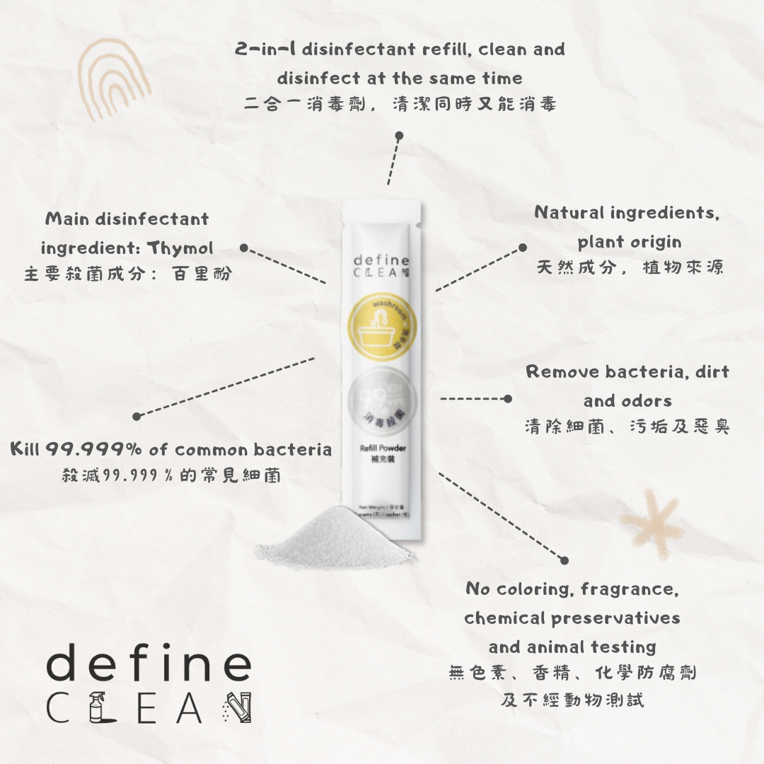 define CLEAN Washroom Disinfectant Refill Powder 7g
