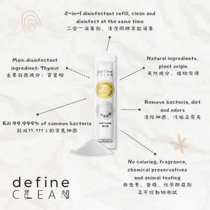 define CLEAN Washroom Disinfectant Refill Powder 7g